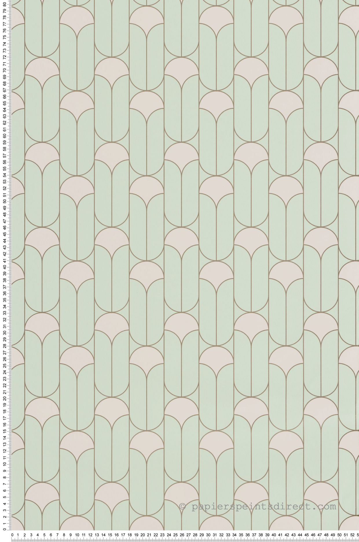 Papier peint Art Déco Paris vert pâle doré - Green & Co de Casélio | Réf. GCO103967107