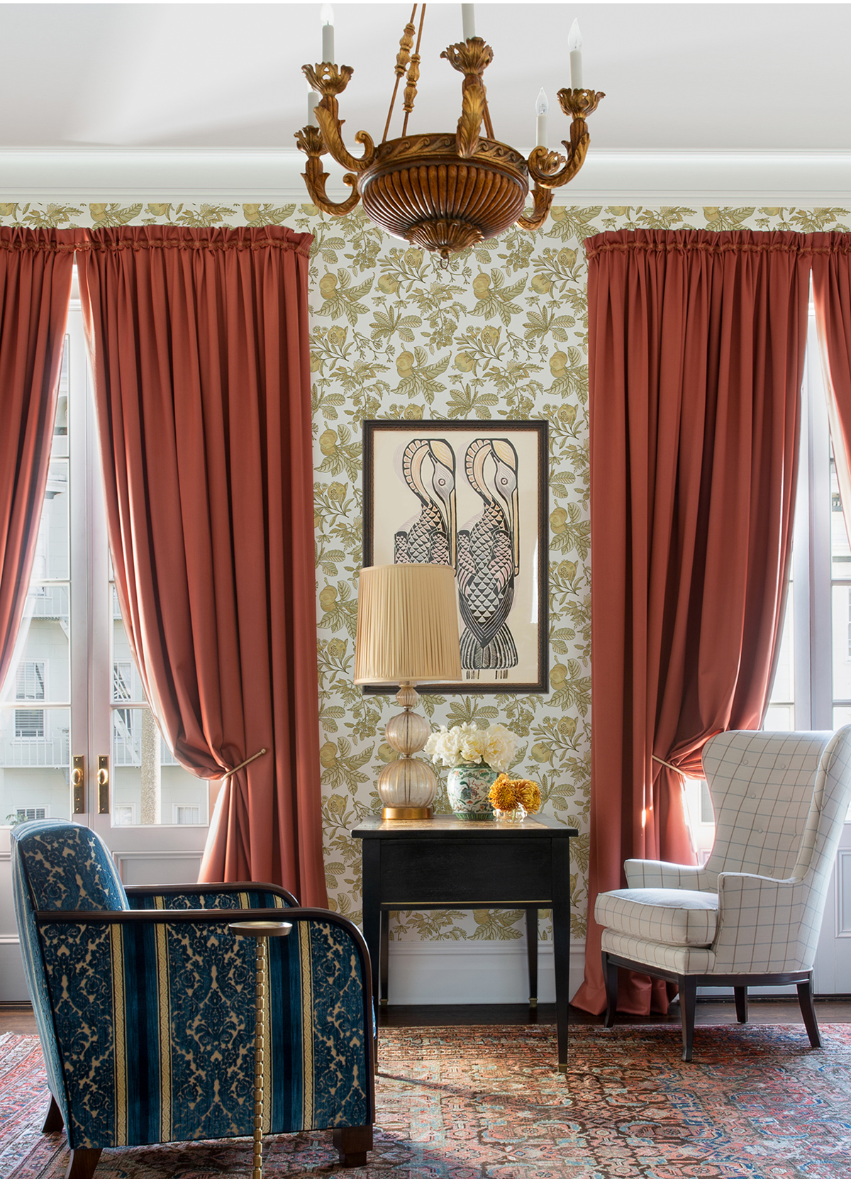 Papier peint Pomme Grenade Cecilia beige ocre - Delicatesse de Lutèce | Réf. LTC-FD26813