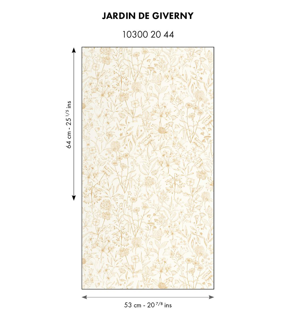 Papier peint Fleur Jardin de Giverny doré - Art of Botany de Casélio AMBR | Réf. AOB103002044