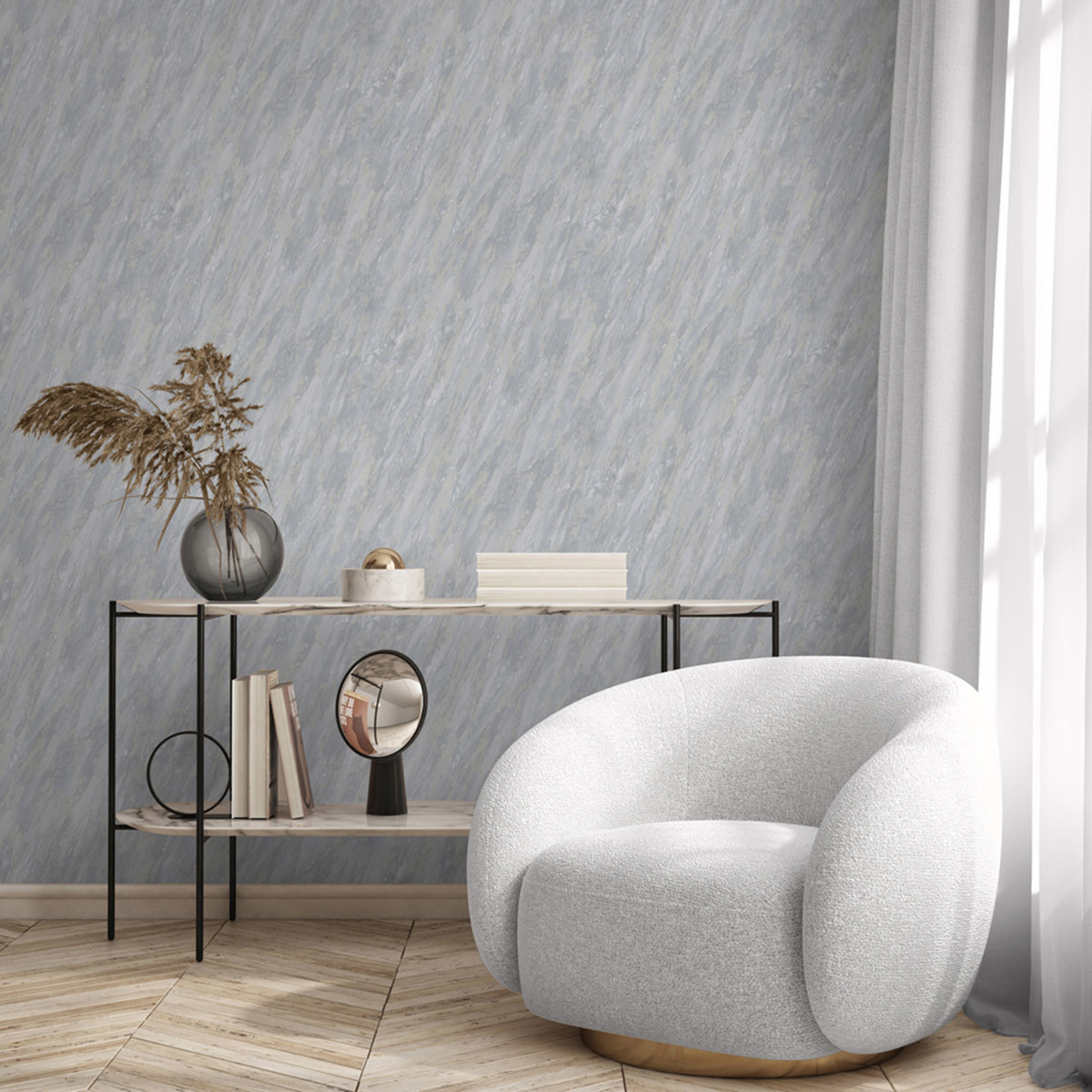 Papier Peint Marbre Paillettes gris clair argenté - Venezia d'Ugépa | Réf. UGP-M66309