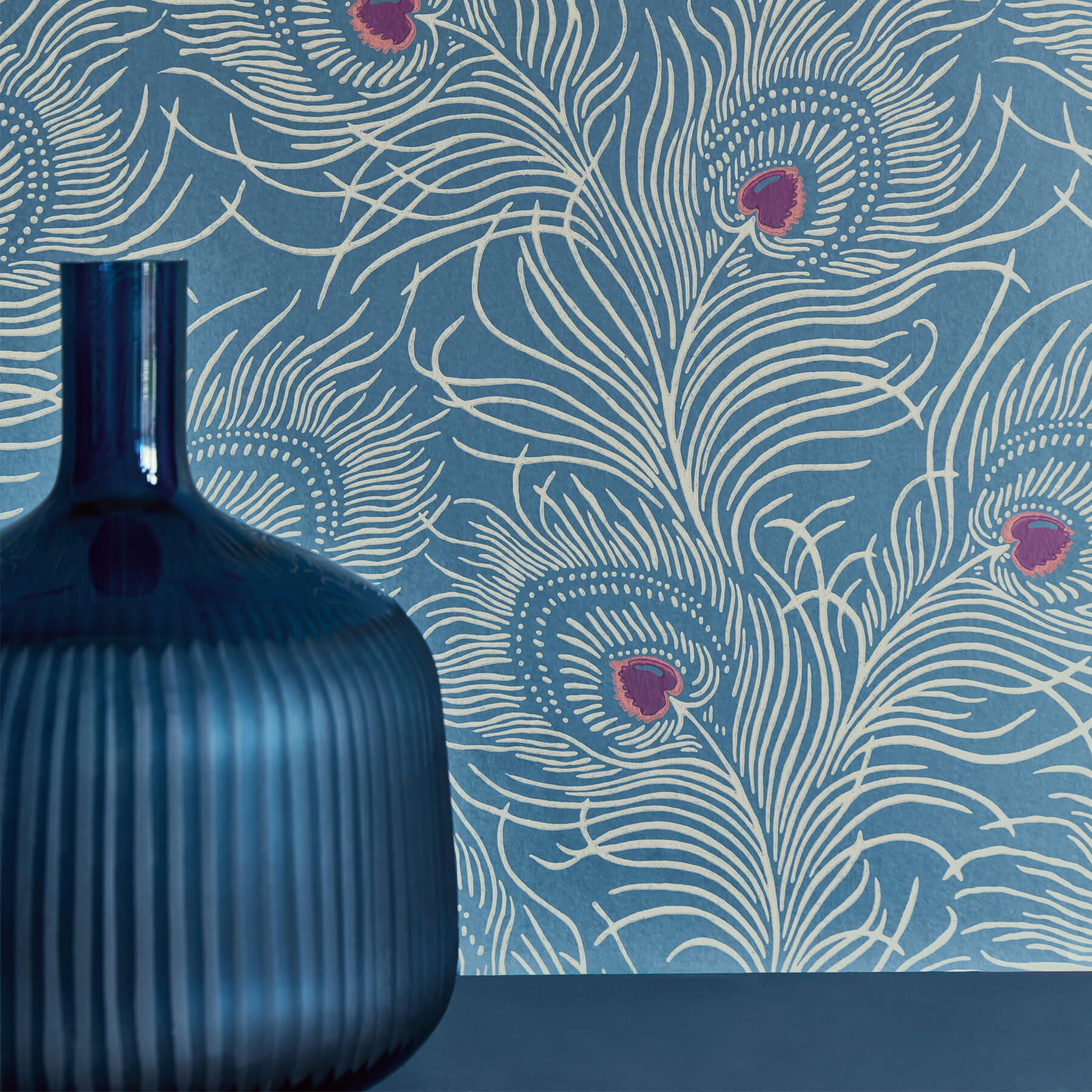 Papier peint Carlton House Terrace Blue Plume - Collection London Wallpapers V de Little Greene