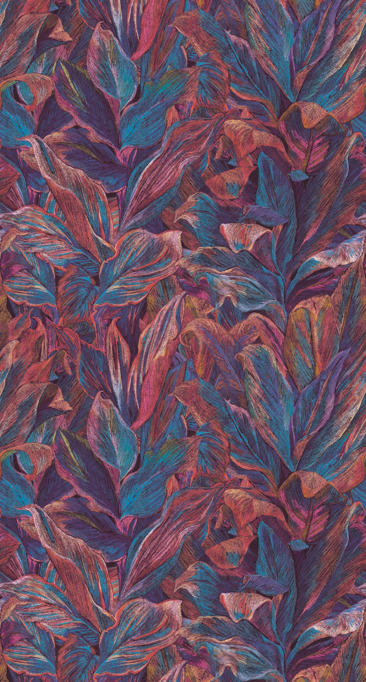 Papier peint Feuillage Panoramique Foliage rouge et bleu - Beauty Full Image de Casadéco | Réf. BFIM84828503