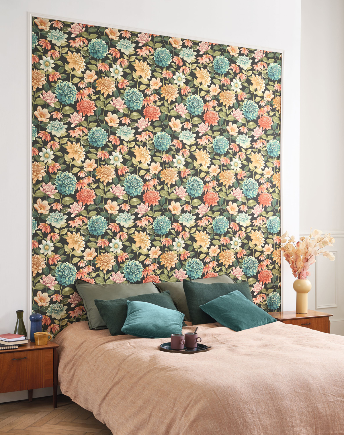 Papier peint Fleurs Dahlia Bouquet multicolore - Gardens de Casadéco | Réf. GADN87669568