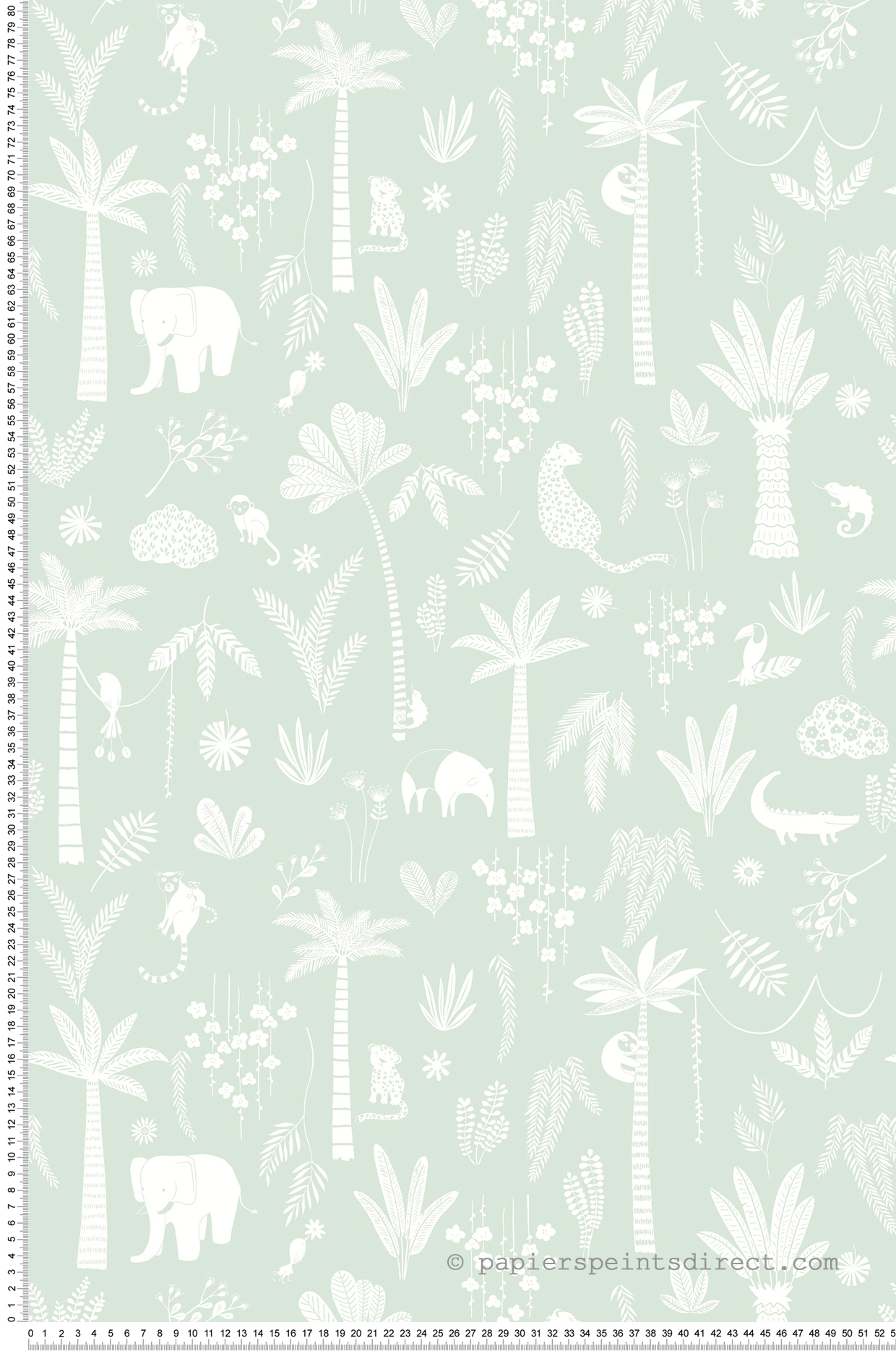 Papier peint Animaux Enfant Poetic Jungle vert d'eau - Once Upon A Time 2 de Casadéco | Réf. OUTD200766202