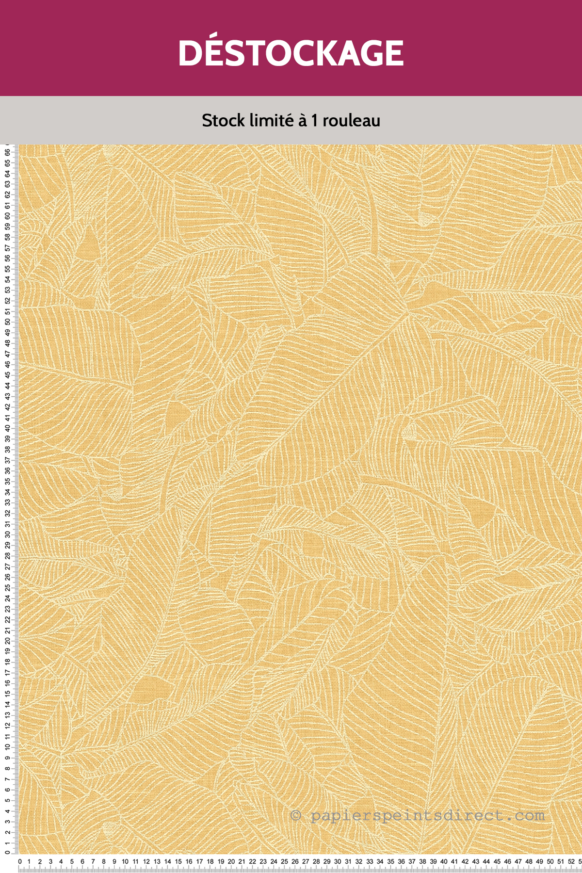 Papier peint Destockage - Jungle Feuilles Amazonia jaune - Linen Style