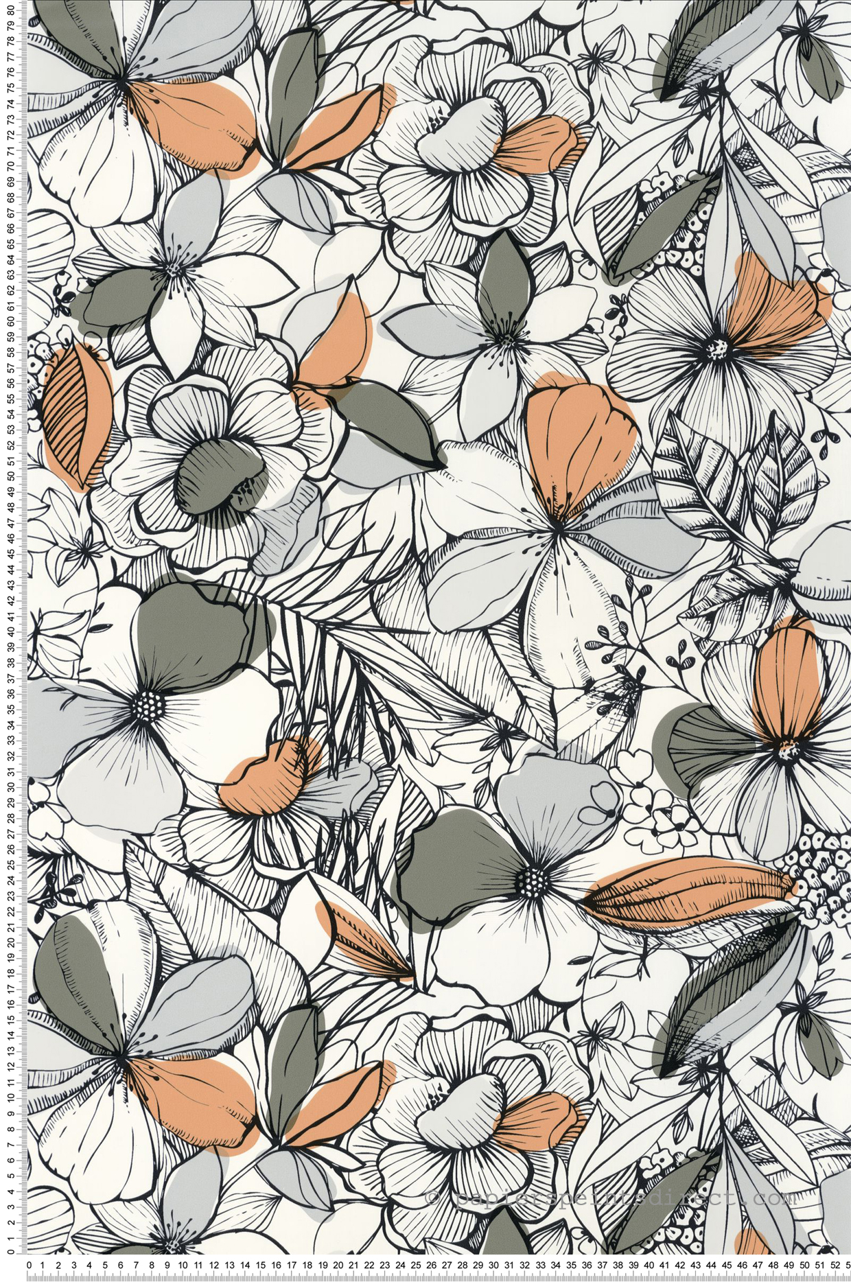 Papier peint Fleurs California Dreaming kaki orange - Young & Free de Casélio | Réf. YNF103387070