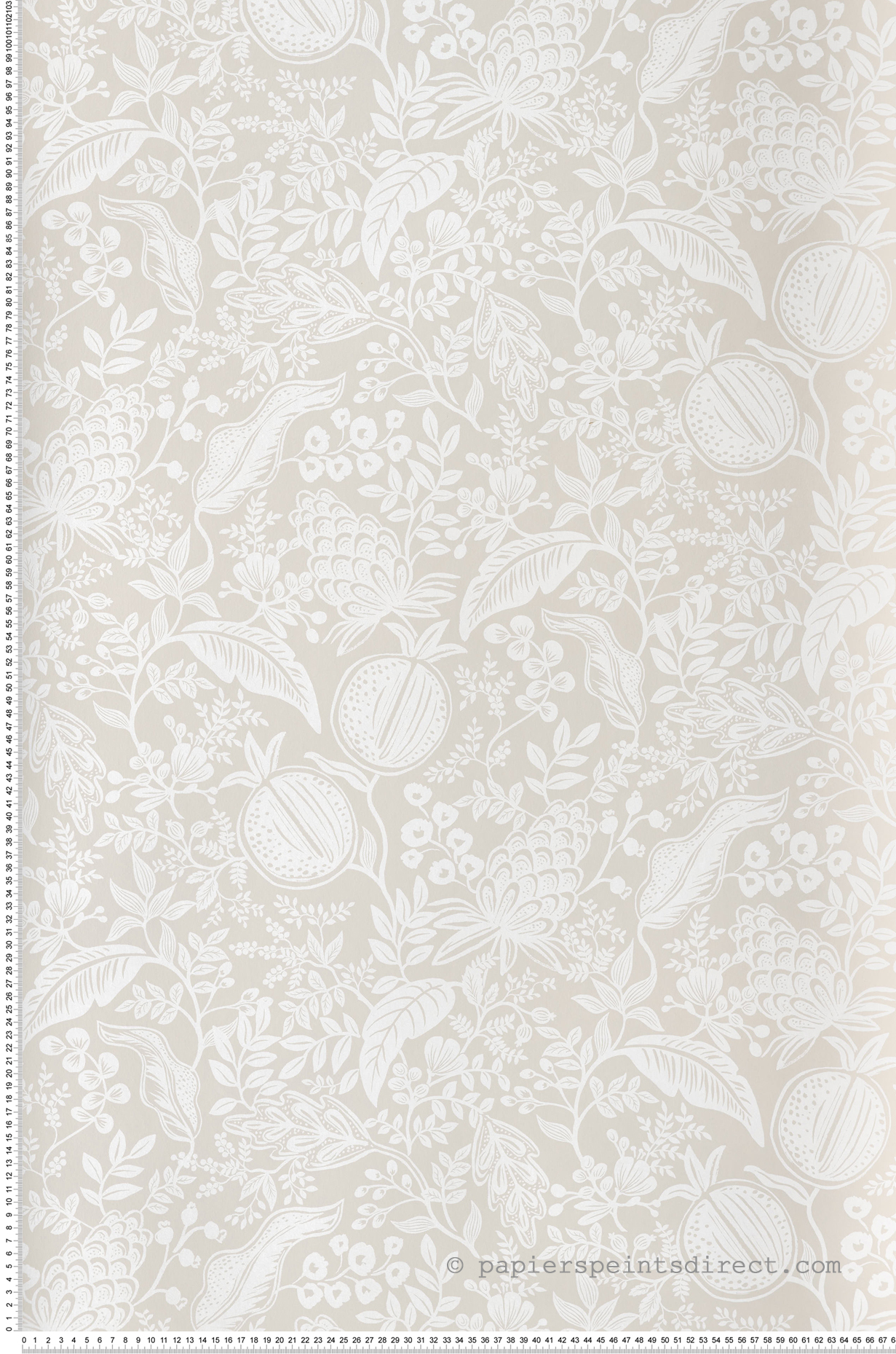 Papier peint Feuillage Grenade blanc beige - Rifle Paper Co. 2 de York (Initiales) | Réf. INI-RP7388