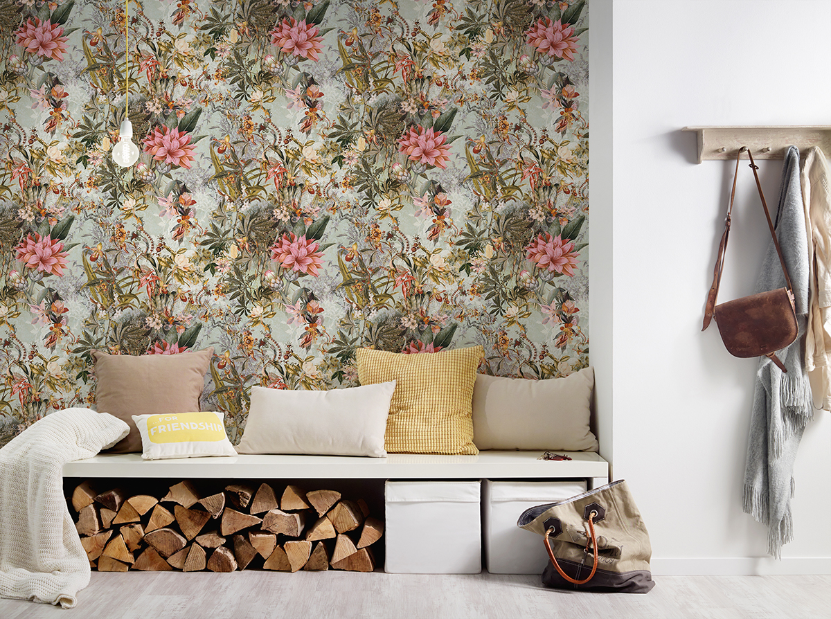 Papier peint Fleur Vintage vert et rose - Dream Flowery de Architects Paper | AMB Réf. 38177-1