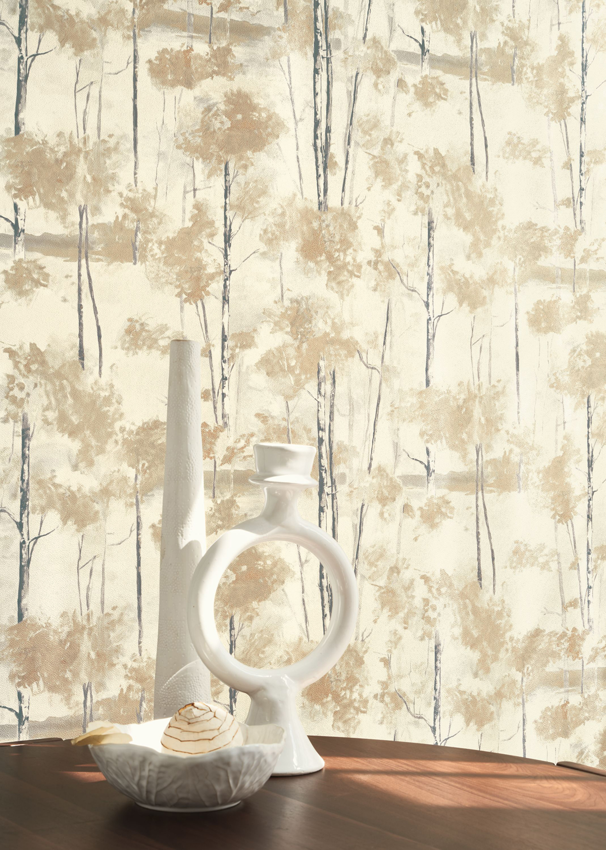 Papier peint Forêt Skandinavia beige sable - Riverside 4 de Casadéco AMB2 | Réf. RIVI89541254