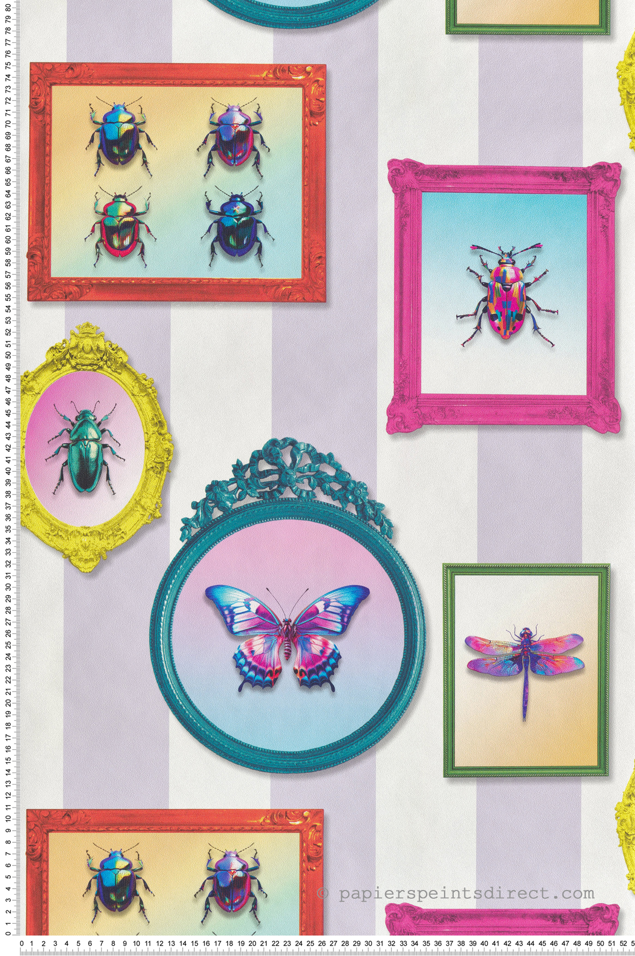 Papier Peint Cadre Insecte Entomologie Pop mauve - Illusion d'Ugépa | Réf. UGP-M89506