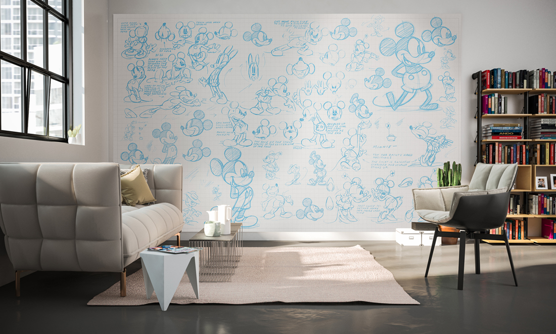 Panoramique Mickey Sketches - Papier peint Komar