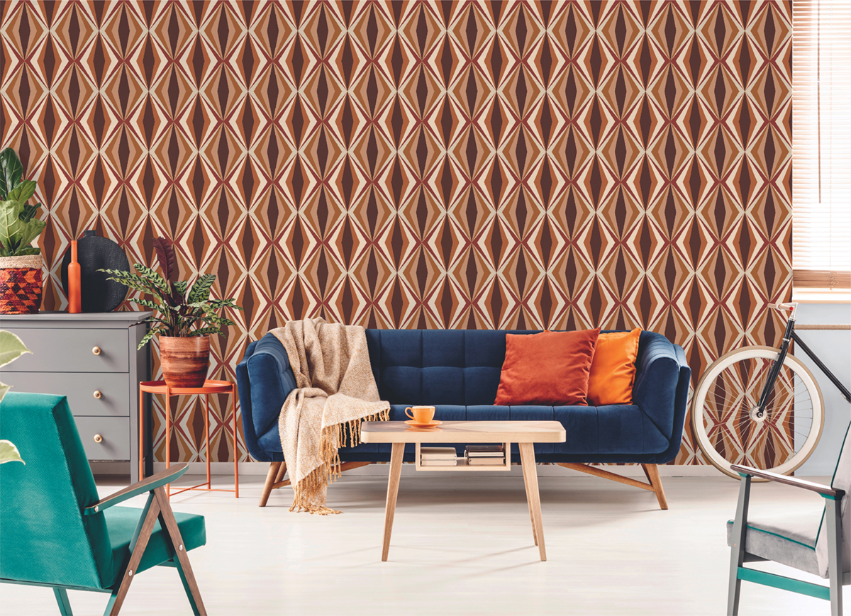 Papier peint Losanges Graphiques orange - Bensimon 2 de Lutèce | Réf. LTC-51173010
