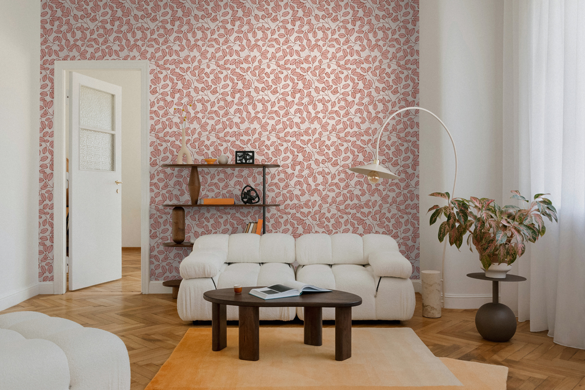 Papier peint Feuille Grain Café rose bordeaux - Nordic Feeling d'A.S. Création AMB3 | Réf. AS-791482