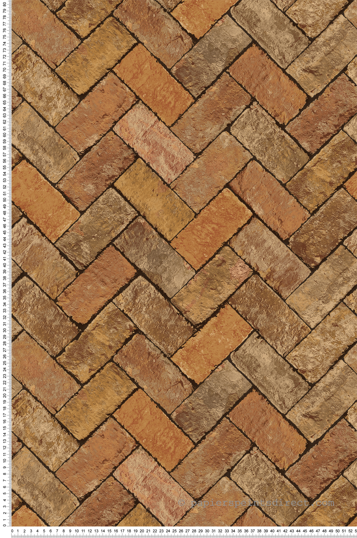 Papier peint Brique Chevron orange - Cuisine Fraicheur 6 de Lutèce | Réf. LTC-G45428