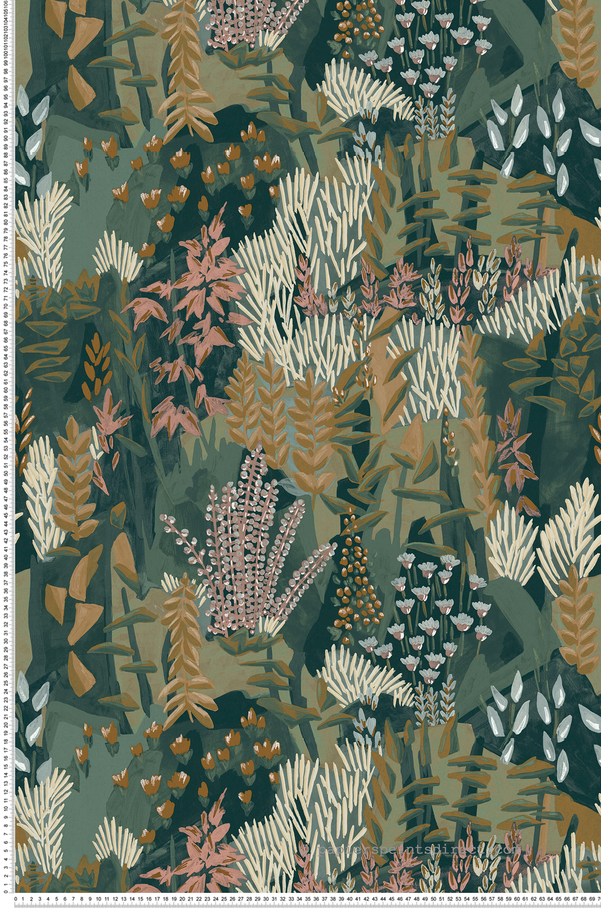 Papier peint Jardin Fleuri Erica vert rose - Jardin Félicia de Casamance | Réf. CAS-76570304