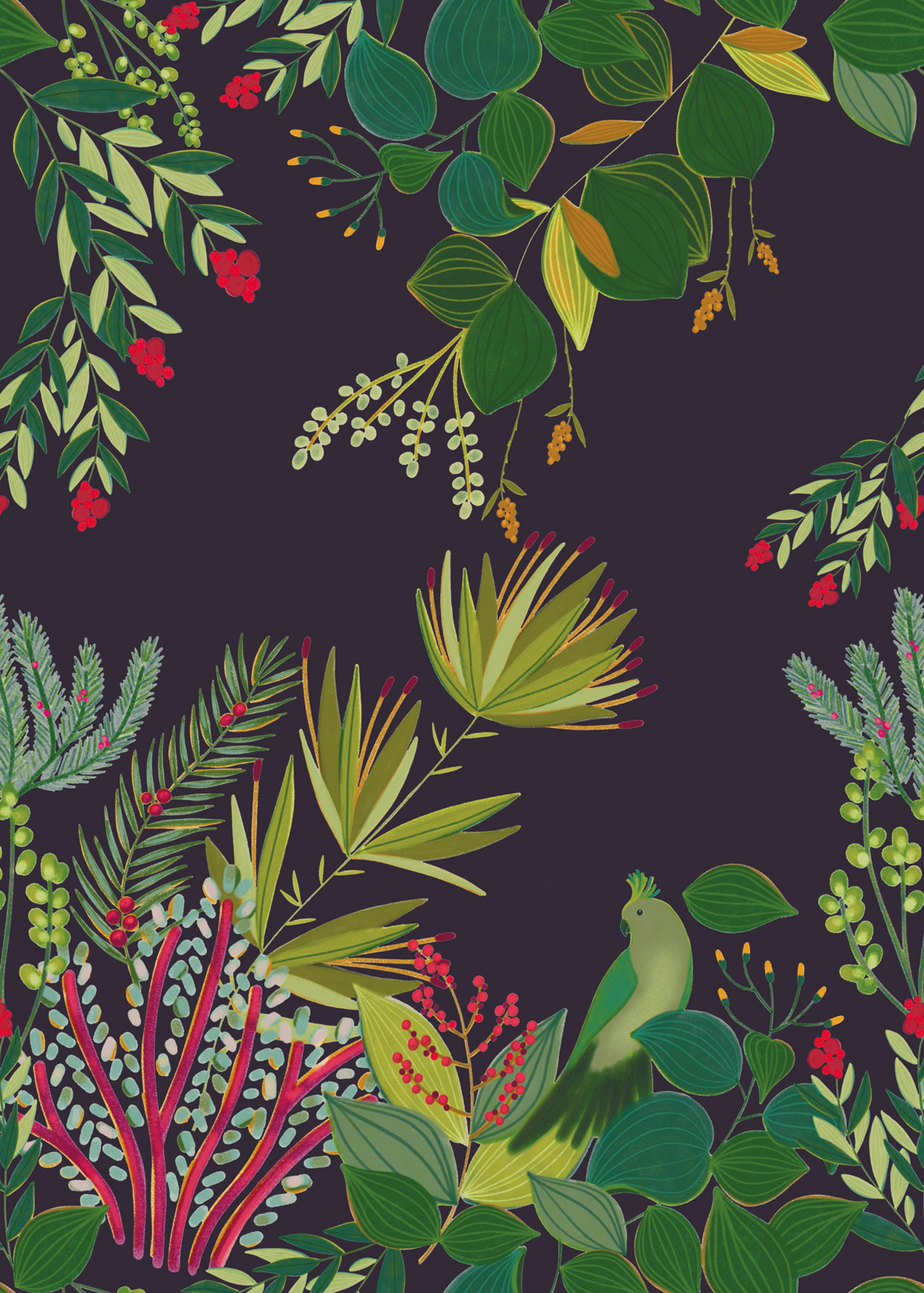 Papier peint Oiseau Panoramique Cockatoo island vert/noir - Beauty Full Image de Casélio | Réf. BFI101519138