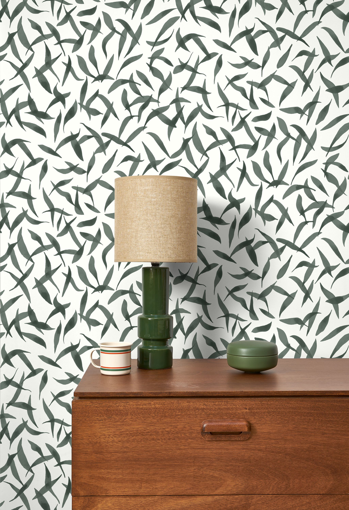 Papier peint Feuille Clos des Oliviers vert cyprès - Echappée Belle de Casadéco | Réf. ECHA89847515