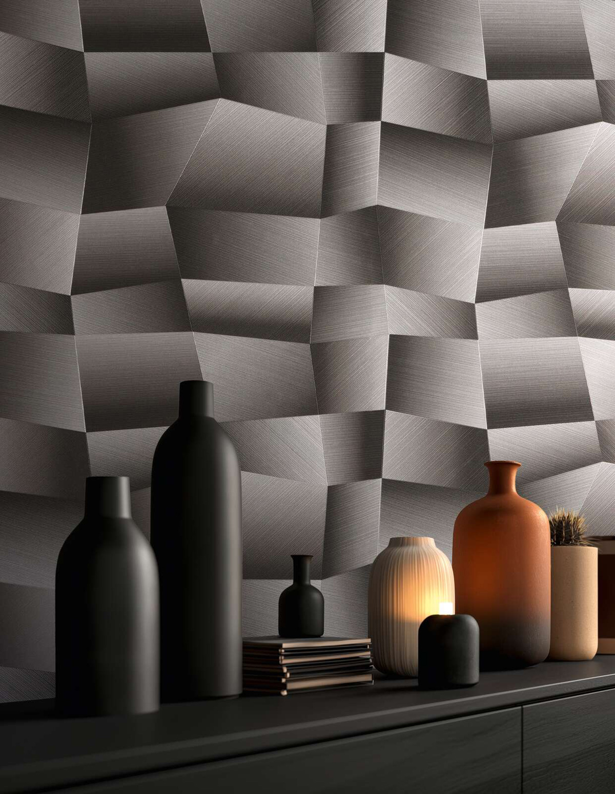 Papier peint Panneaux Géométriques Métal argenté - Vibes & Styles d'A.S. Création AMB3| Réf. AS-791975
