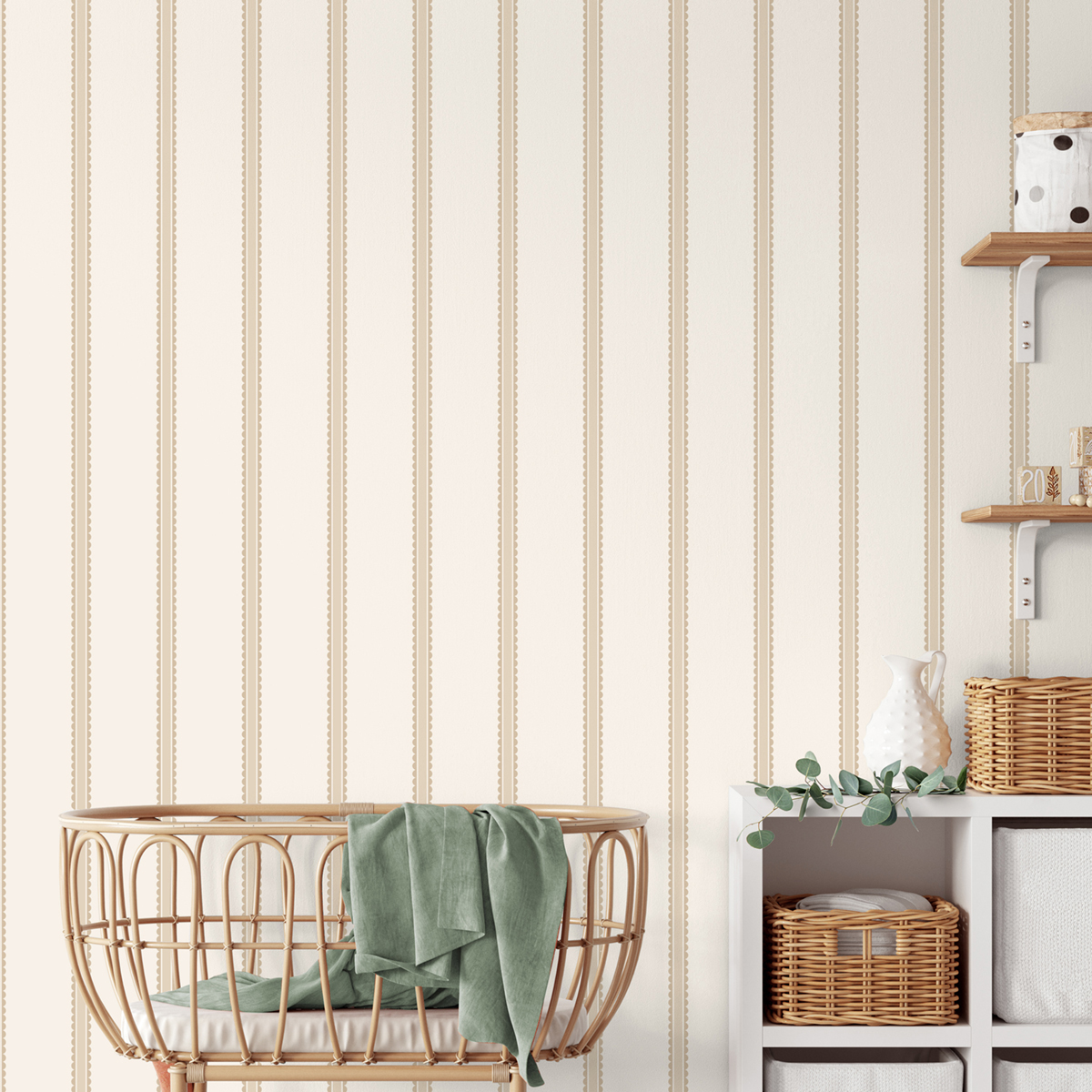 Papier peint Rayures Arrondi Enfant taupe beige - Imagine de Lutèce | Réf. LTC-DL27575