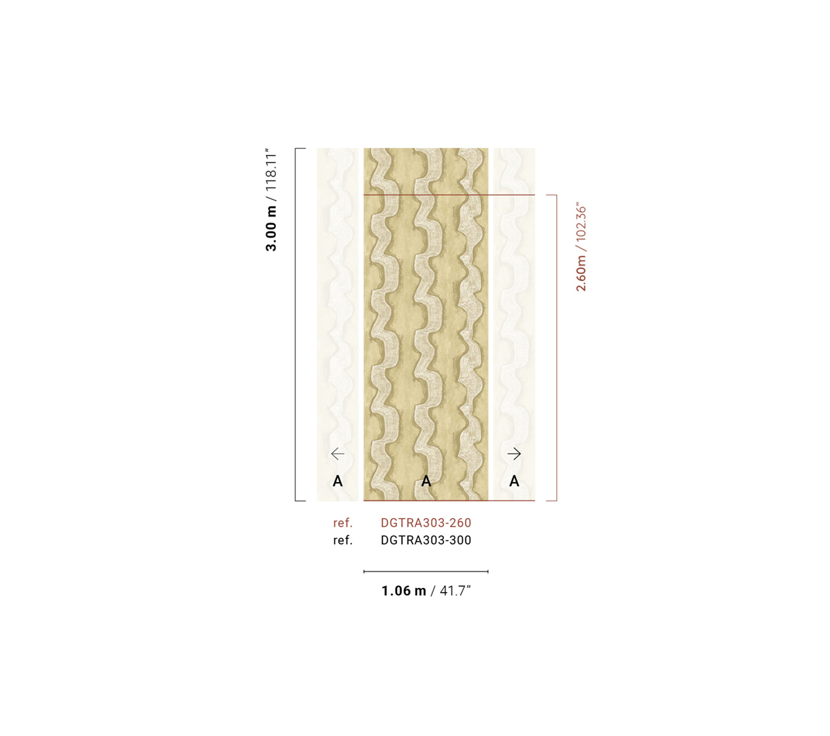 Papier peint panoramique Rayures Ondulées Shodo doré - Traces de Masureel RAPPORT | Réf. MAS-DGTRA303-260
