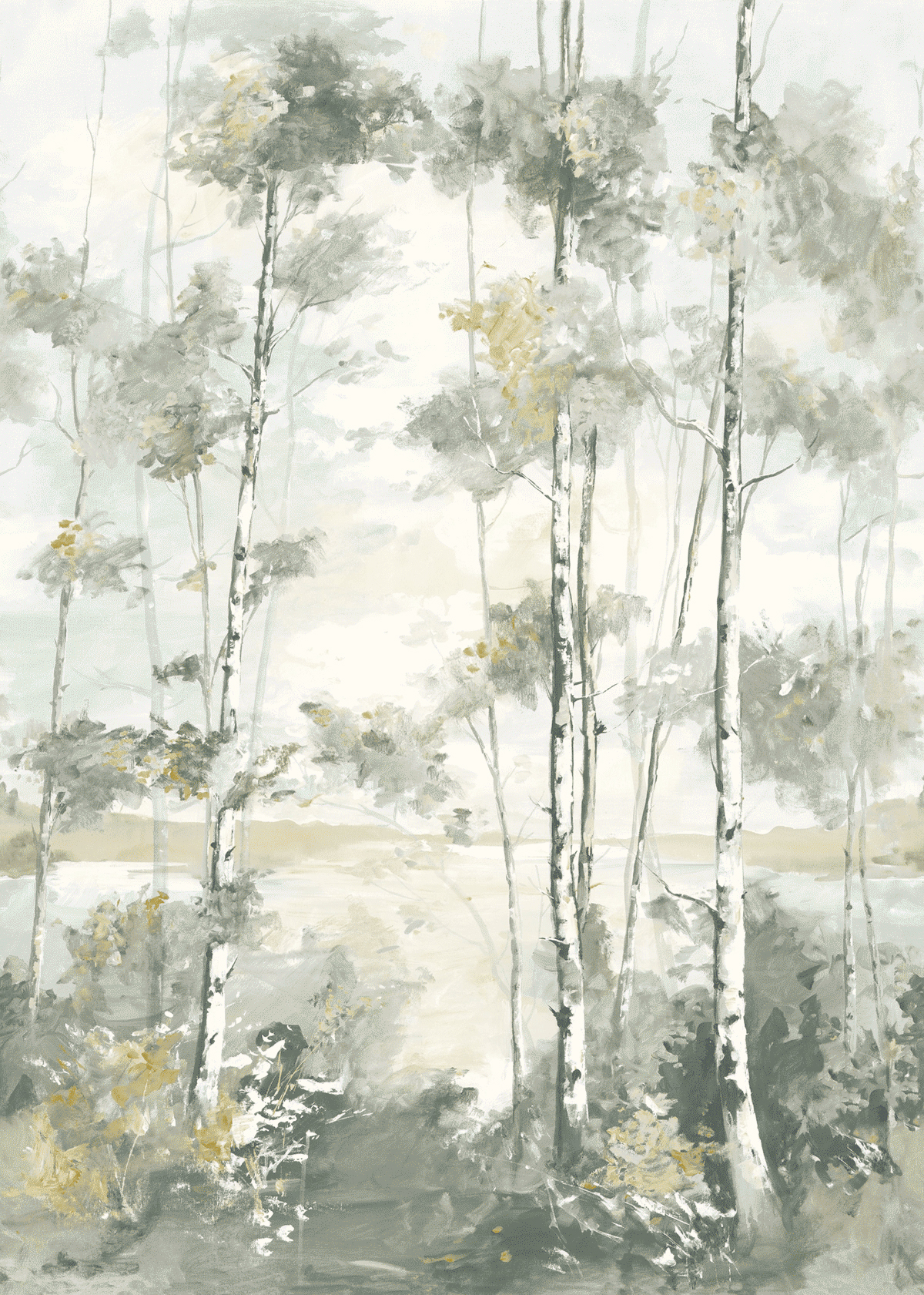 Papier peint panoramique Forêt Boréale M gris beige 200X280 - Riverside 4 de Casadéco | Réf. RIVI89569203