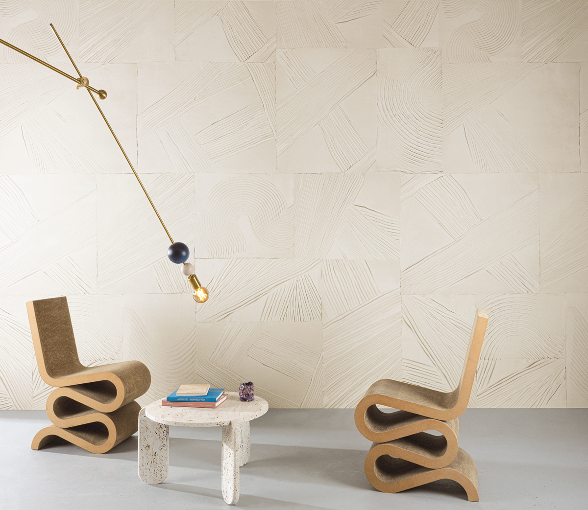 Papier peint panoramique Plâtre Paros blanc cassé - A, B et C H260 - Rock de Masureel | Réf. MAS-DGROC301X-260