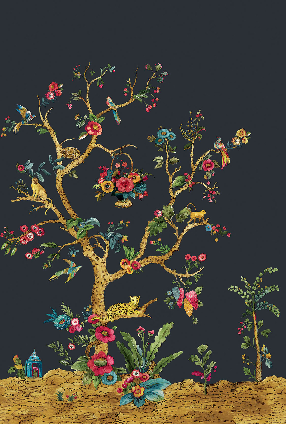 Papier peint panoramique Arbre Léopard Tanzanie noir - Daisy Bennett d'Initiales | Réf. INI-DB31900M