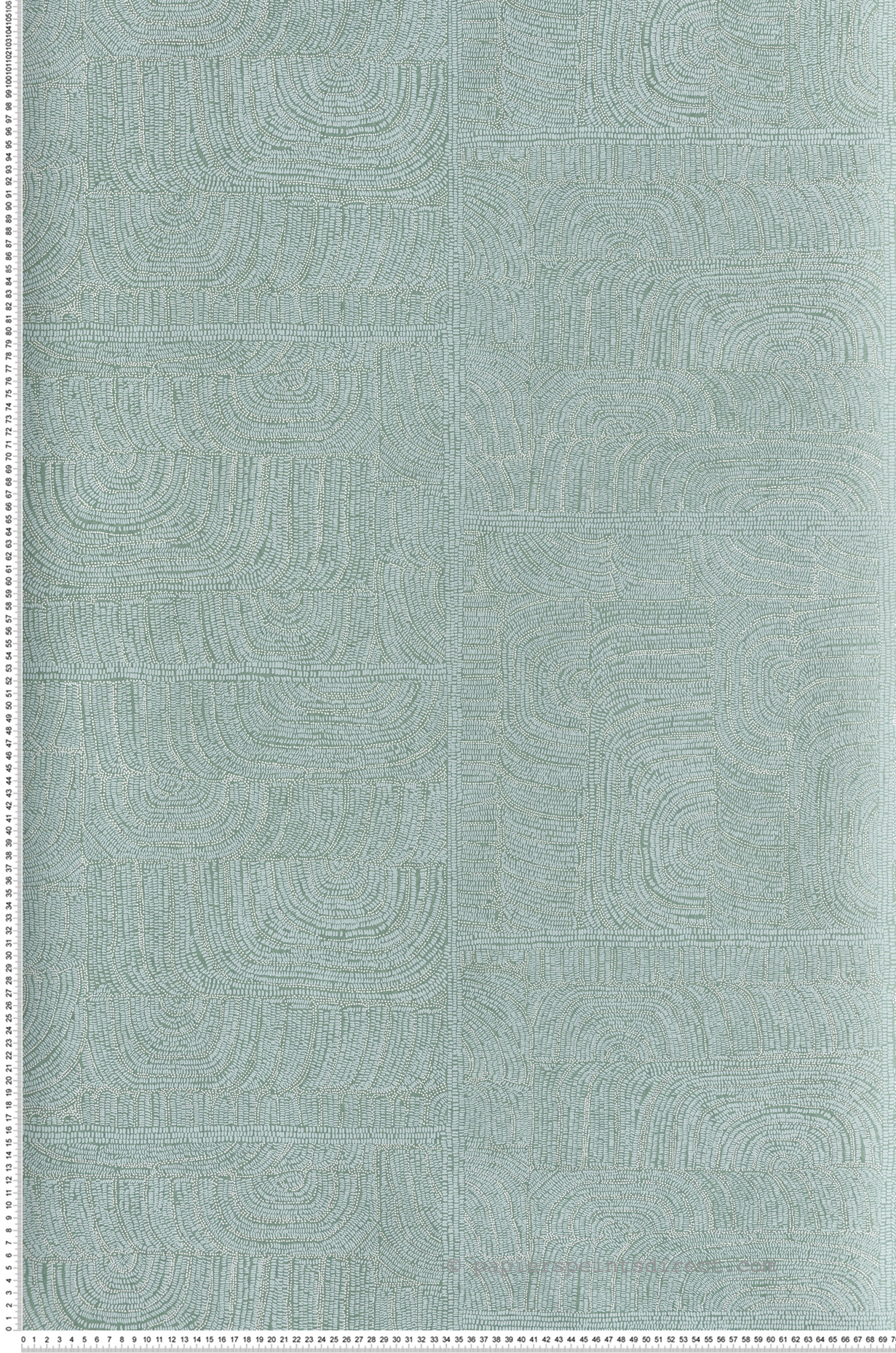 Papier peint Perle Ethnique Tehani vert d'eau métallisé - Terra de Masureel | Réf. MAS-TER501