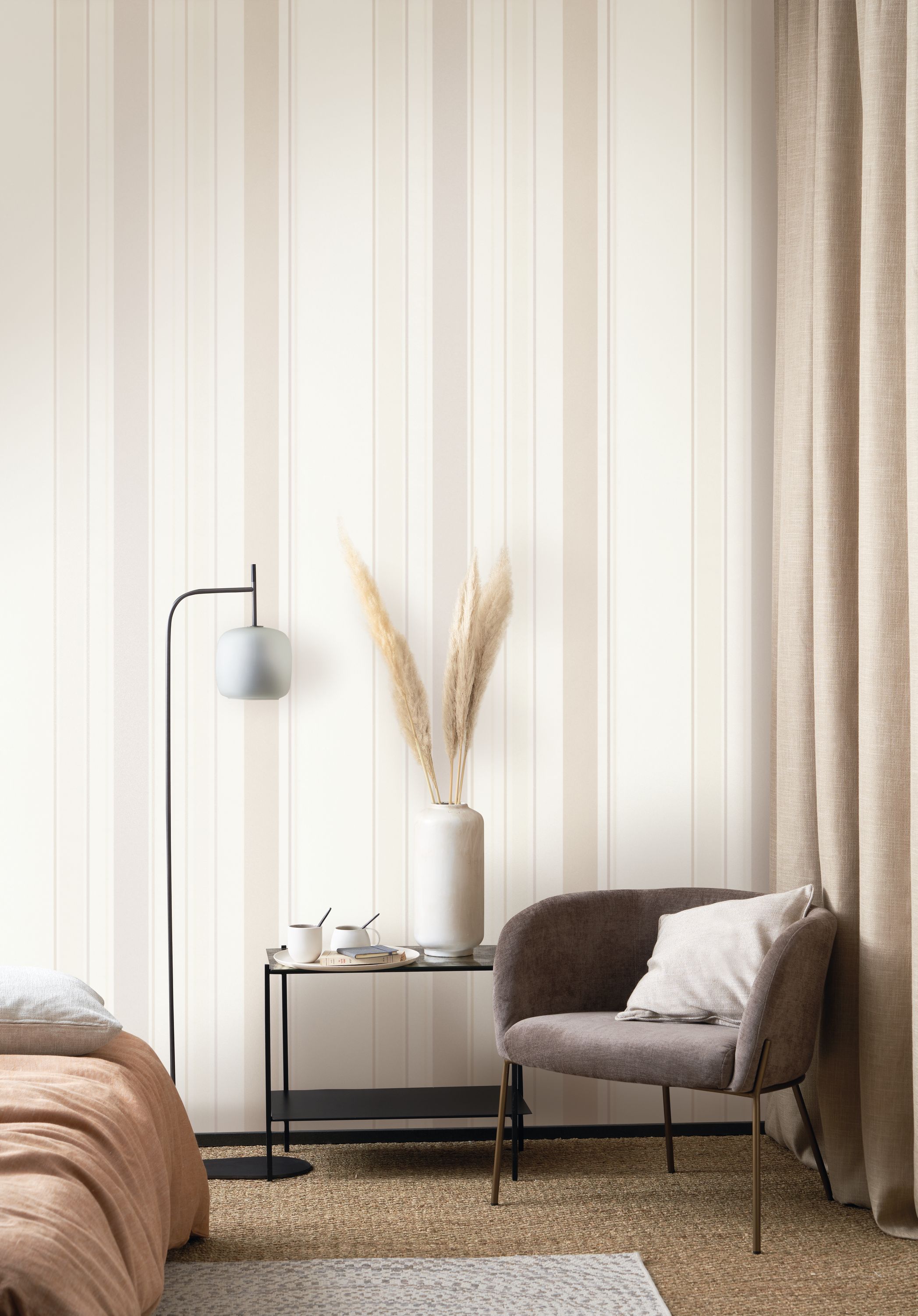 Papier peint Rayure Métallisé blanc - Les Rayures de Casadéco | Réf. RAYS80640110