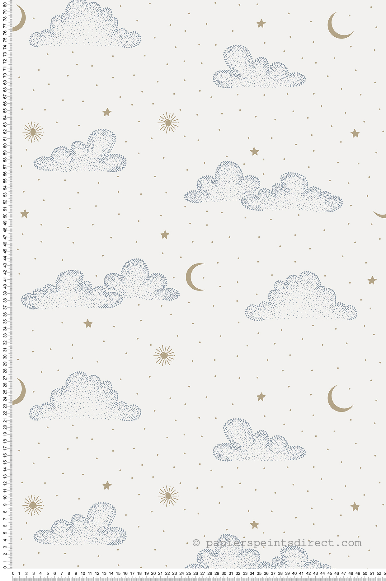Papier peint Nuages Ciel Etoilé blanc doré - Sweet Dreams d'Ugépa | Réf. UGP-N07301
