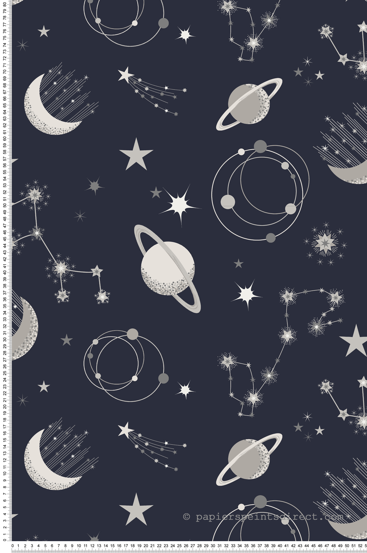 Papier peint Planète Astre bleu nuit argenté - Les Aventures de Lutèce | Réf. LTC-36240909