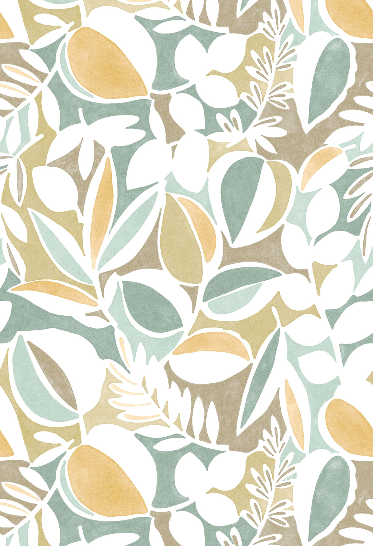 Papier peint panoramique Feuille Place Des Lices Bleu Olive L 210X310 - Echappée Belle de Casadéco | Réf. ECHA89883718