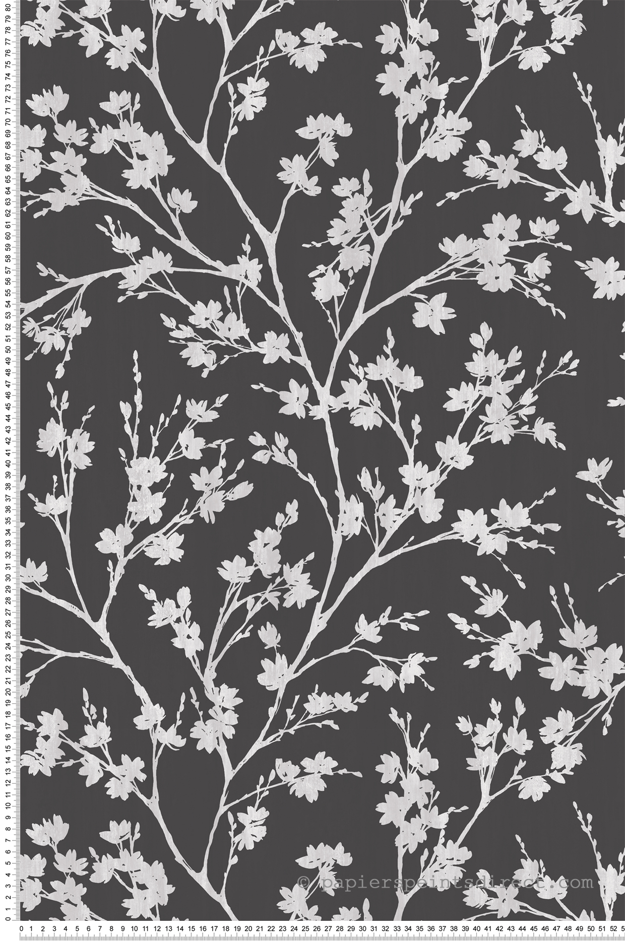 Papier peint Branche Fleur noir - Jardin Secret de Lutèce | Réf. LTC-G78531