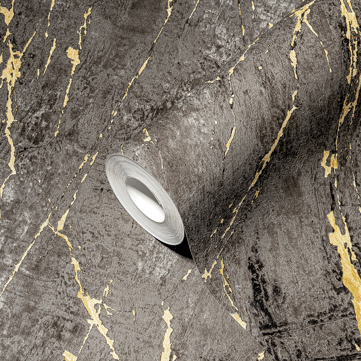 Papier peint Marbre Matière Arts anthracite doré - The BOS d'A.S. Création ROLLZ | Réf. AS-388175