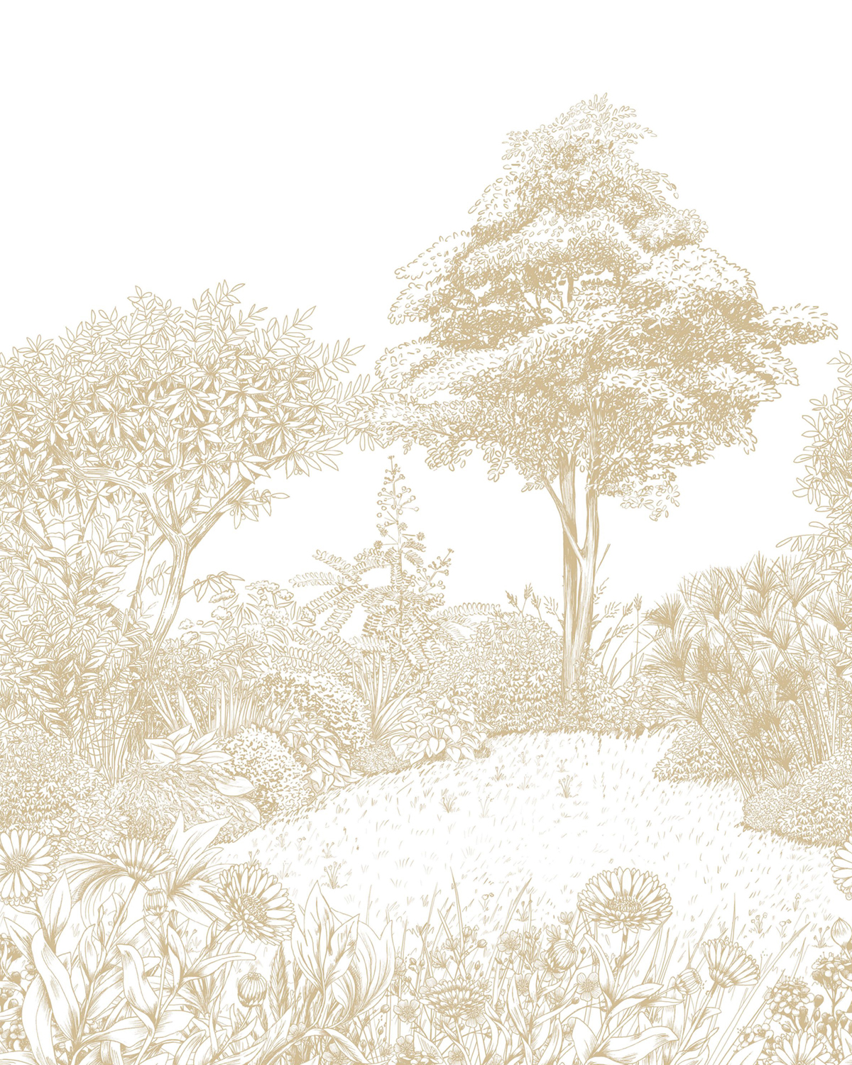 Papier peint Panoramique Jardin Bucolique Floral Square beige lin 200X250 - Moonlight 3 de Casélio | Réf. MNL3107230105