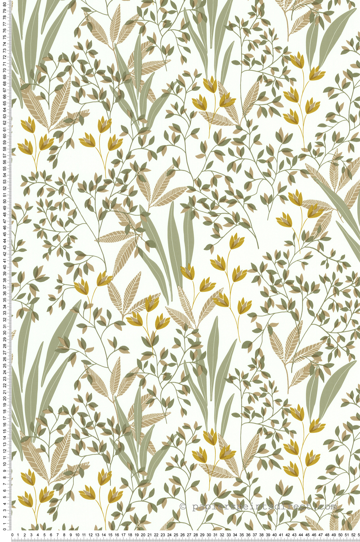 Papier peint Floris vert moutarde - Les Essentiels de Lutèce | Réf. LTC-51246902