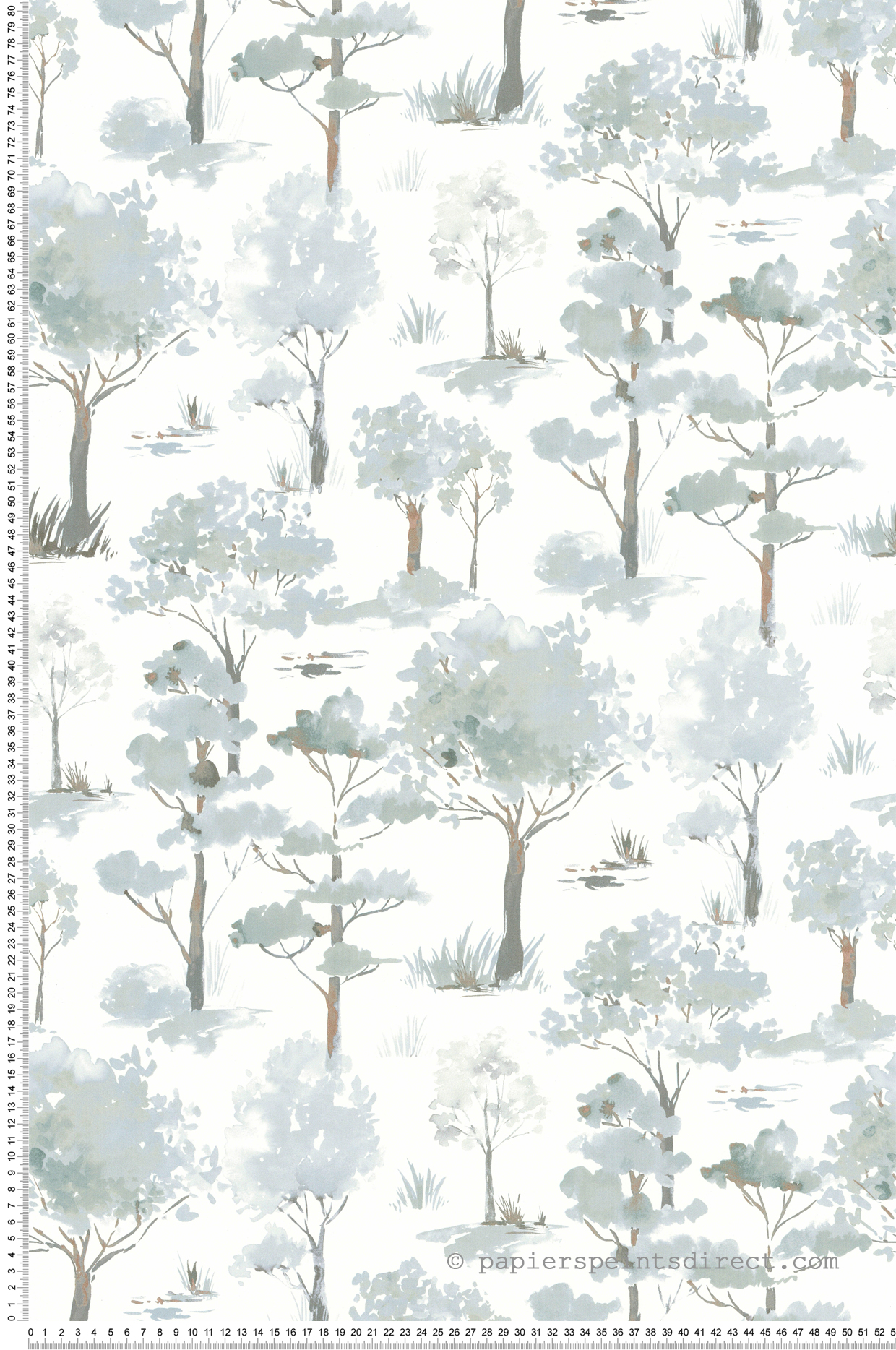 Papier peint Arbre Aquarelle Giverny vert de gris - Jardin d'Eden de Lutèce | Réf. LTC-51251201