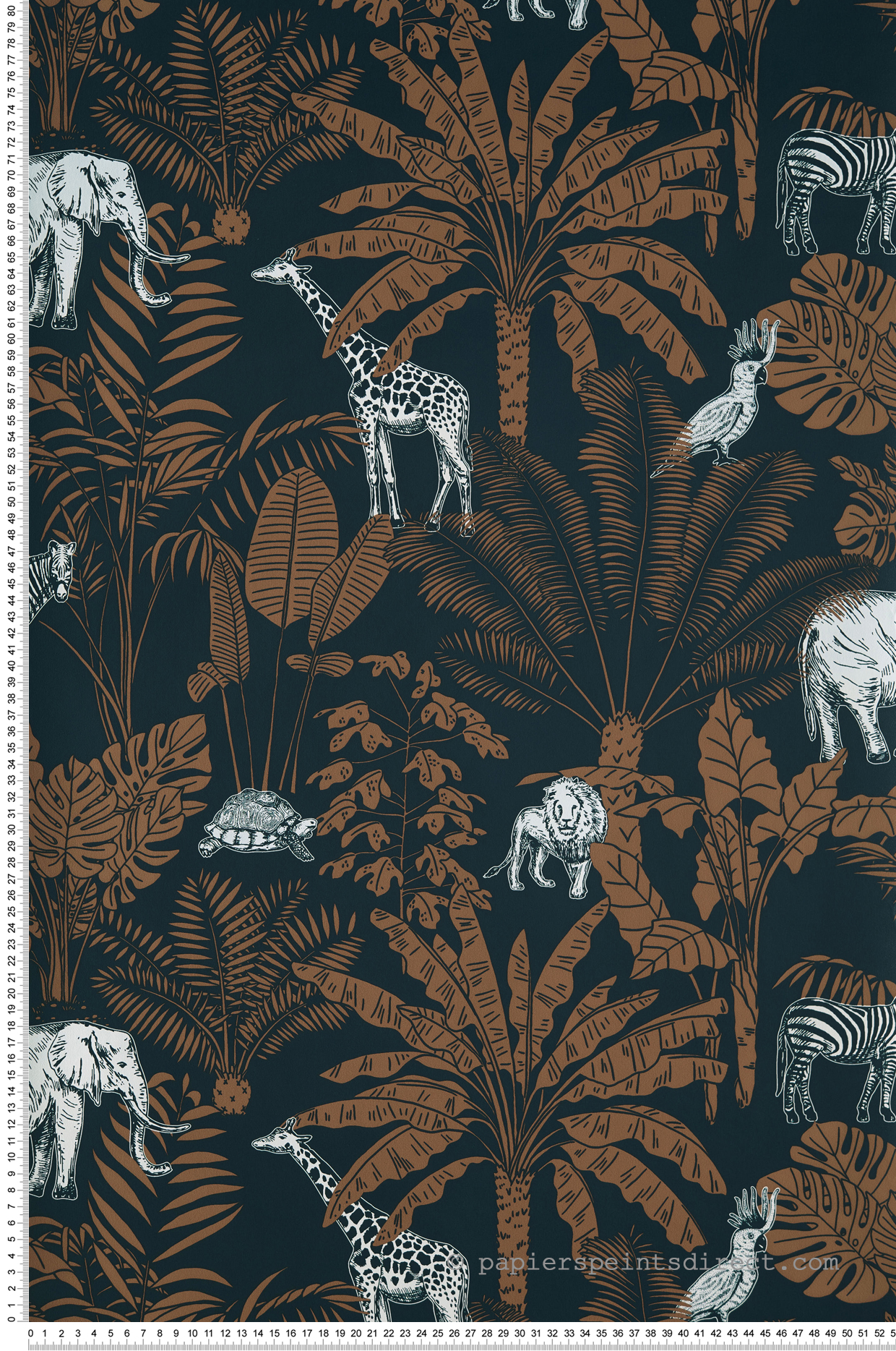 Papier peint Animaux Jungle Trip bleu camel - Our Planet de Casélio | Réf. OUP101956915