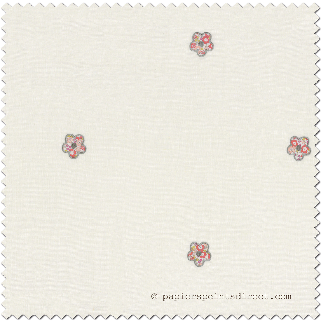 Tissu Voilage Fleurs Gentille blanc rose - Rose et Nino de Camengo | Réf. CAM-45580127