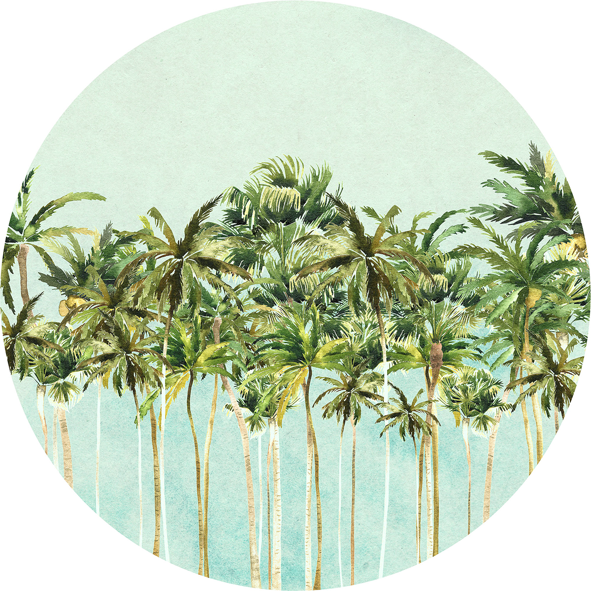 Papier peint adhésif rond Tropical Coconut Trees - Papier peint Komar Le Jardin