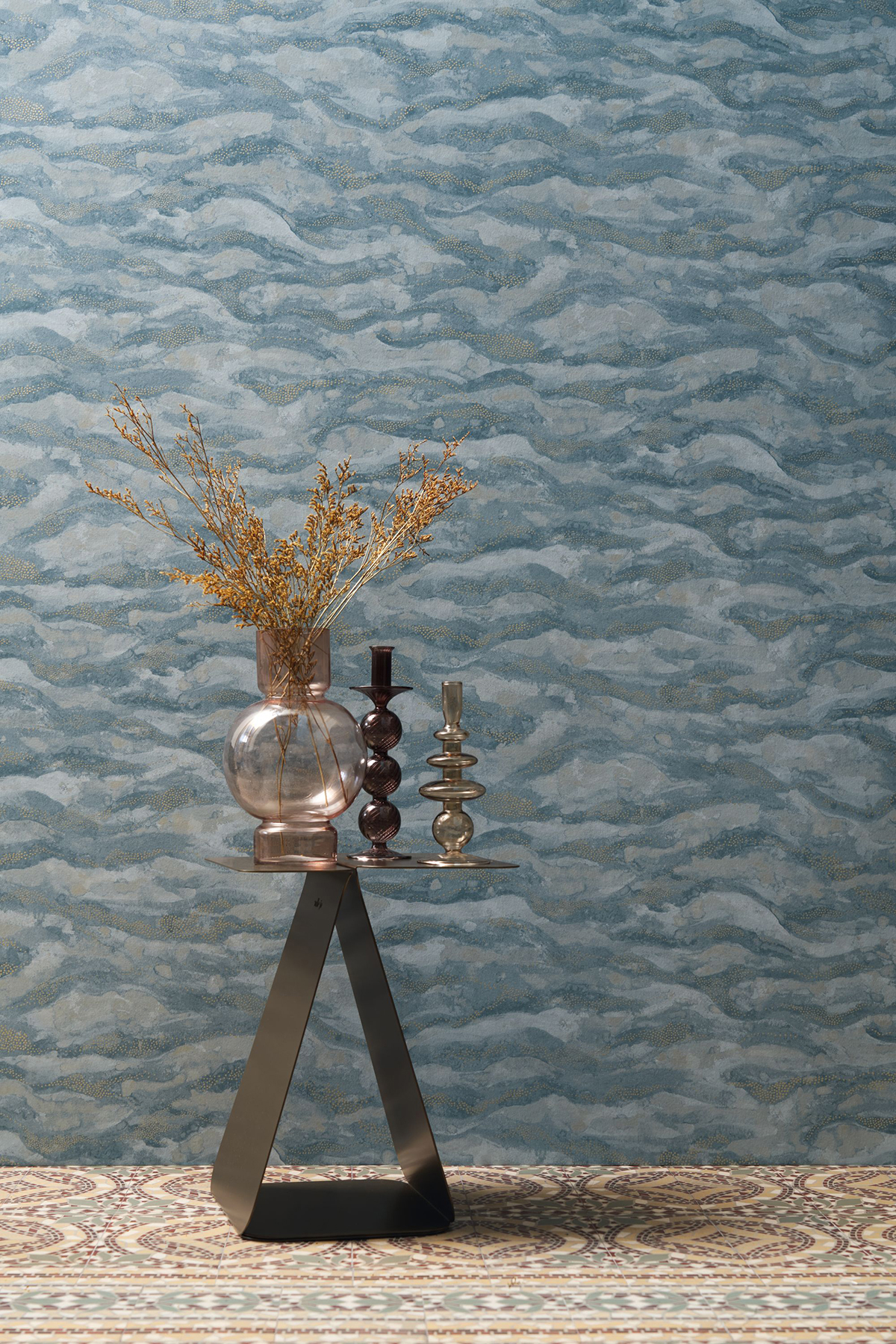 Papier peint Ciel Vague Sohar bleu doré - Nuit d'Orient de Casamance | Réf. CAS-75401732