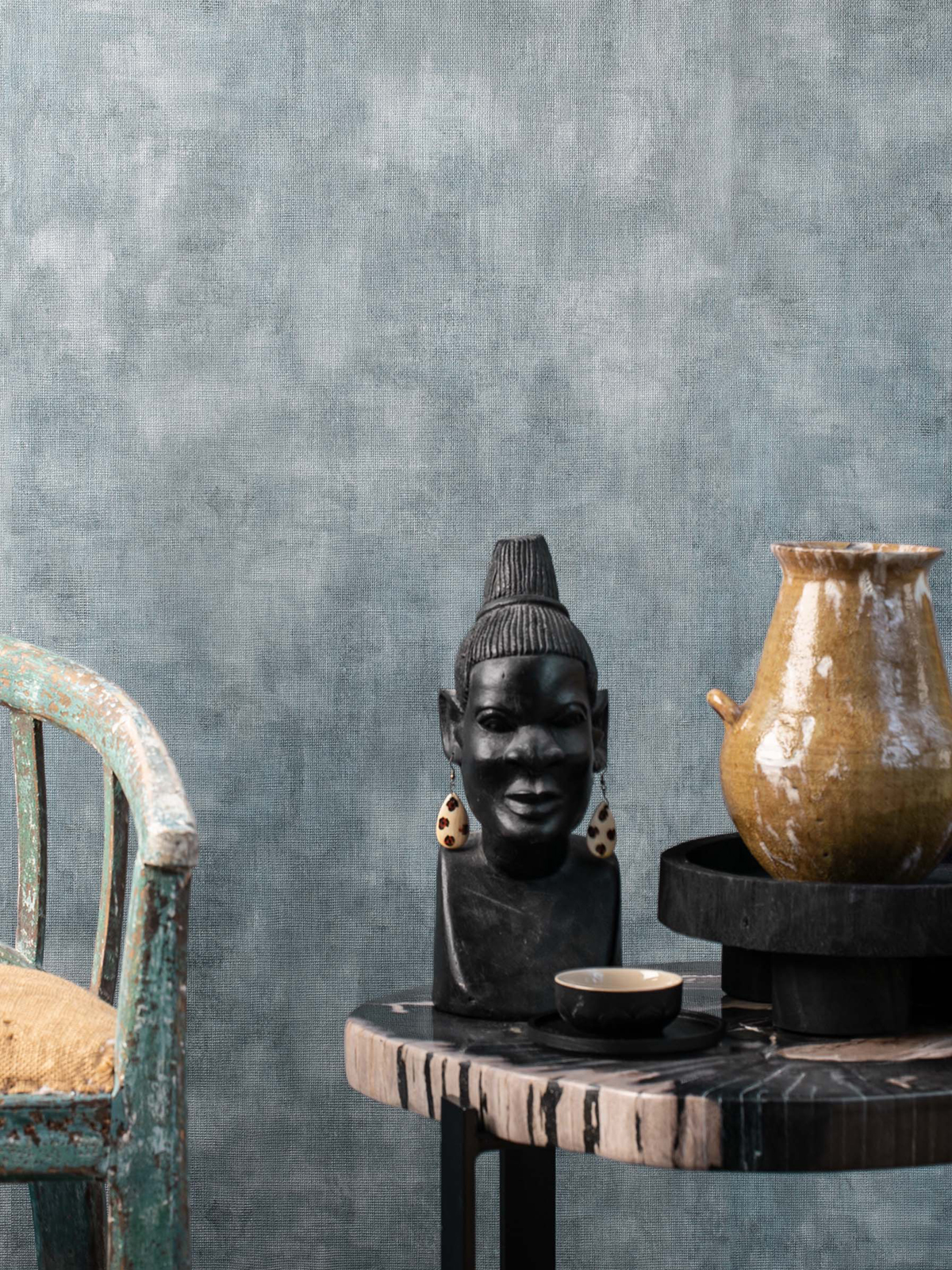 Papier peint Faux Uni Tissage bleu jean - Maori de Montecolino | Réf. MC-TA25011