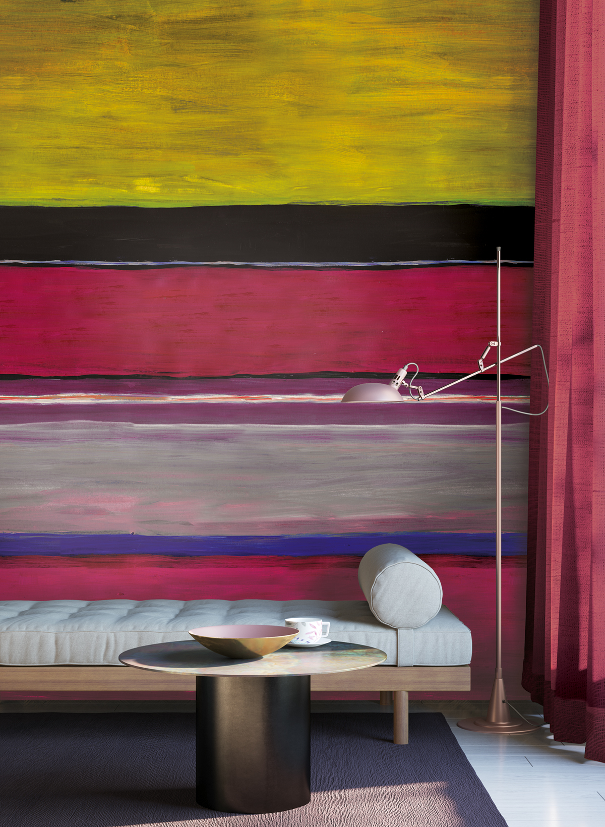 Papier peint panoramique Bande Abstraite Terava rose - A et B H260 - Wall Designs IV de Masureel | Réf. MAS-DG4TER104X-260