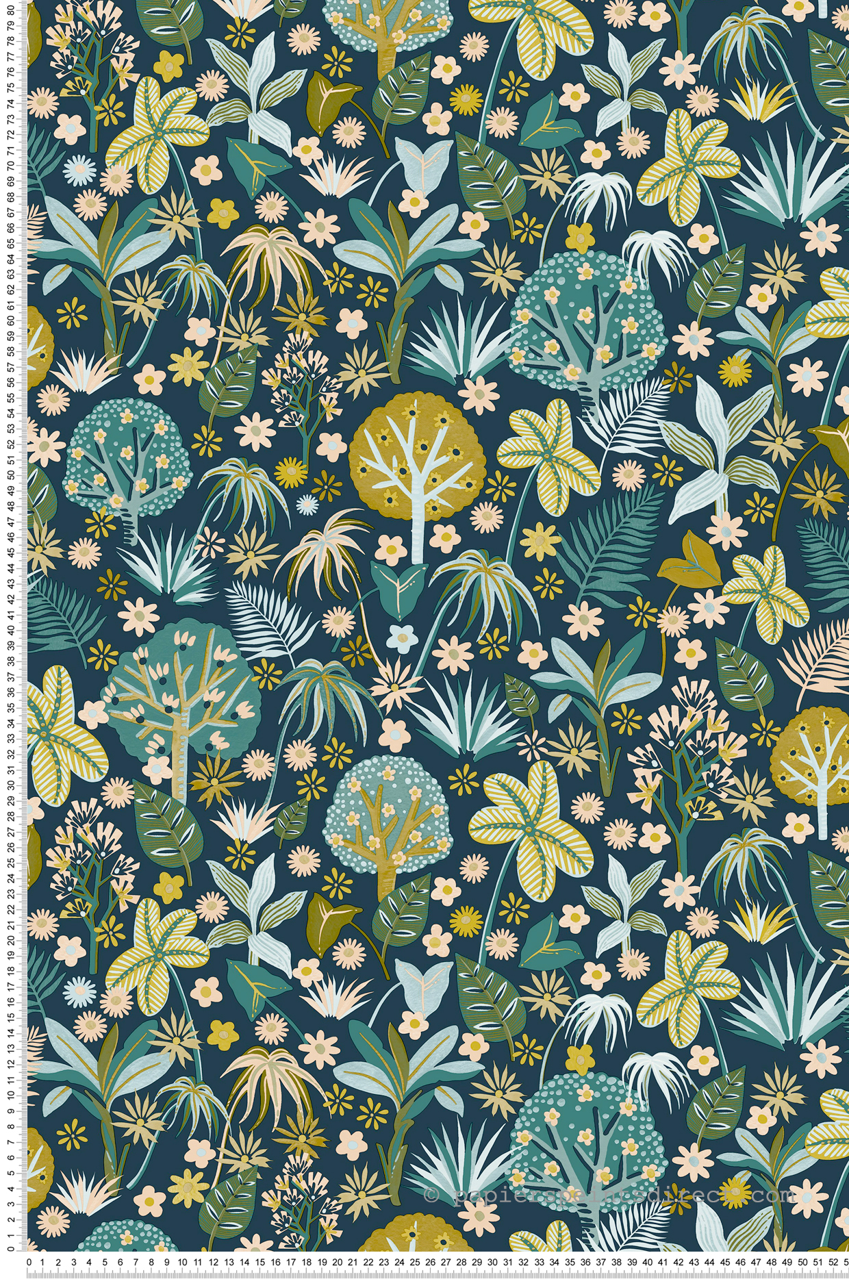 Papier peint Fleur Magic Forest bleu nuit - Happy Kids Club de Casélio | Réf. HKC107586287