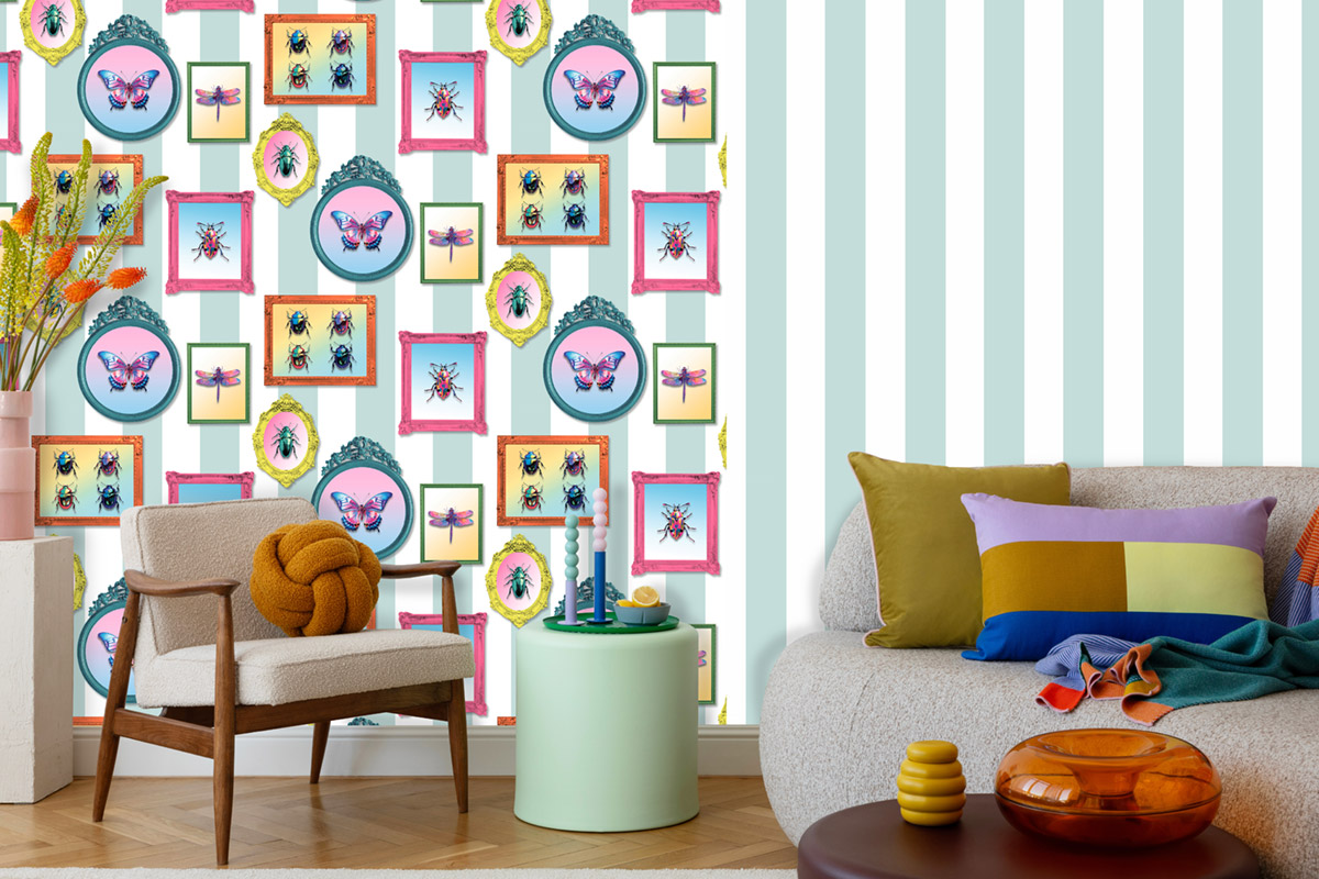 Papier Peint Rayure Pastel bleu doux - Illusion d'Ugépa | Réf. UGP-A83711