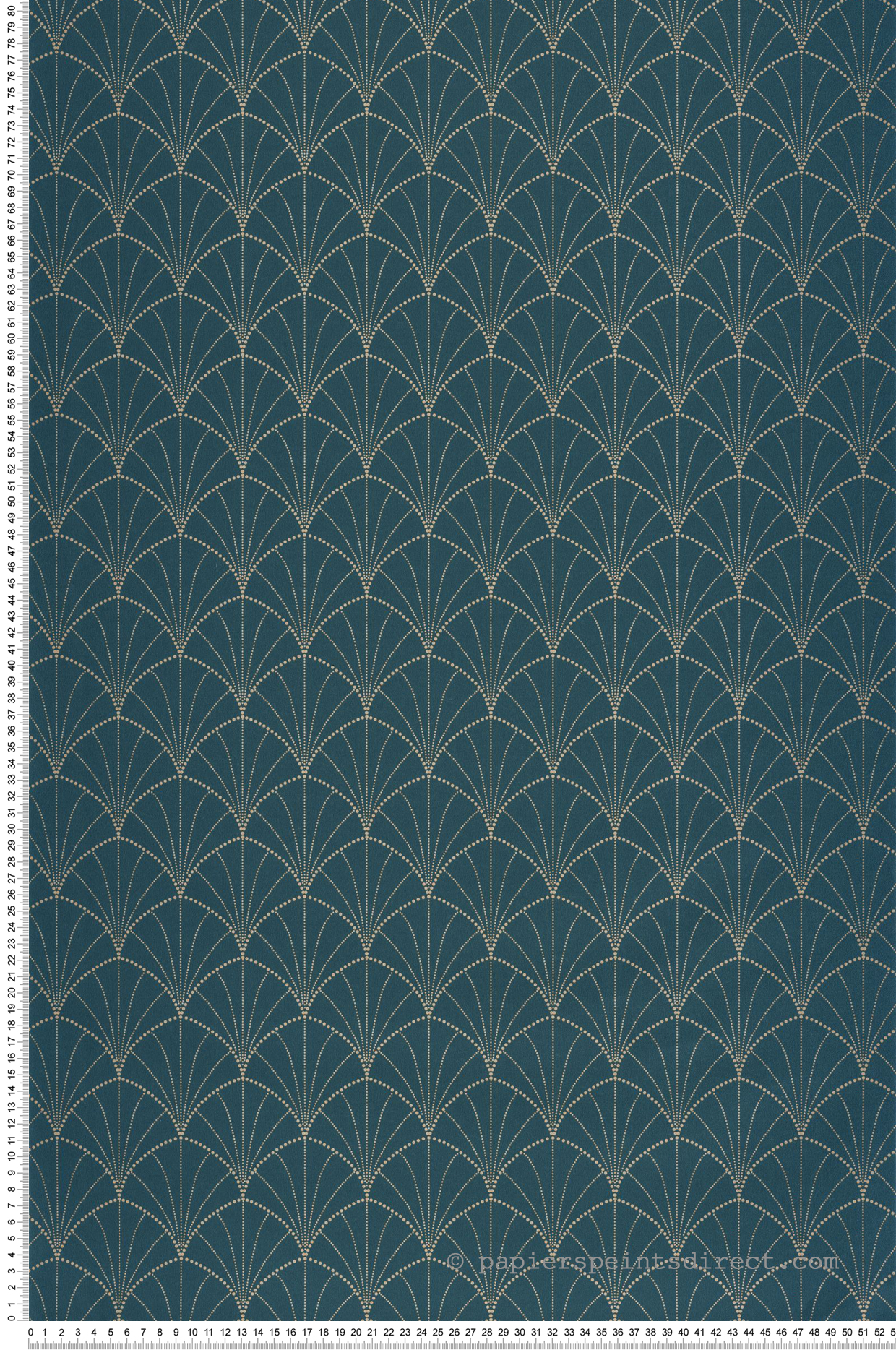 Papier peint Art Déco Edgar bleu canard doré - Golden Age de Casélio | Réf. GAG103826217