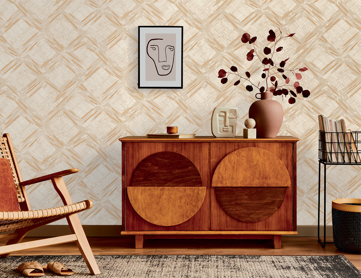 Papier peint Croquis Tissage Boho grège - Abaca de Lutèce | Réf. LTC-51232607