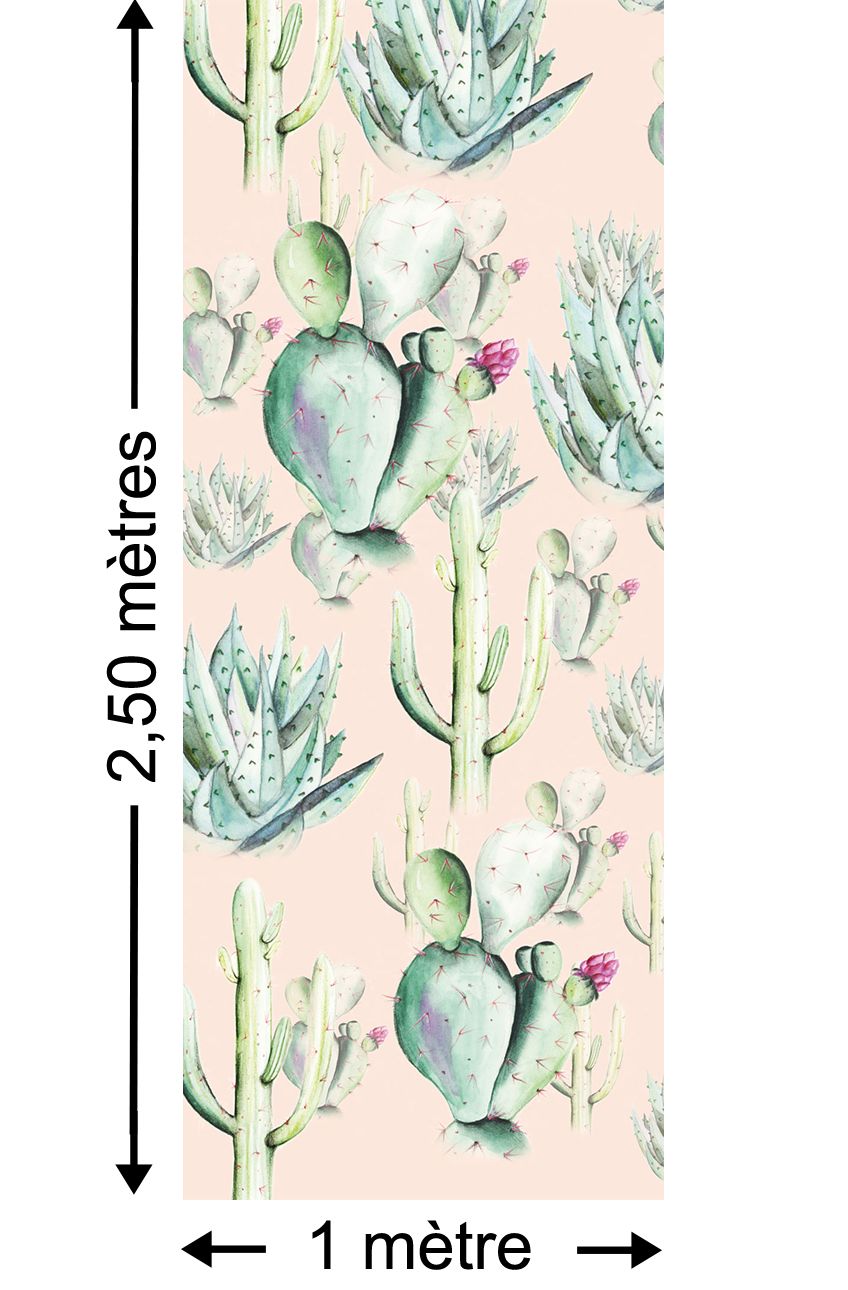 Papier peint Cactus Rose Panel - Papier peint lé unique Komar