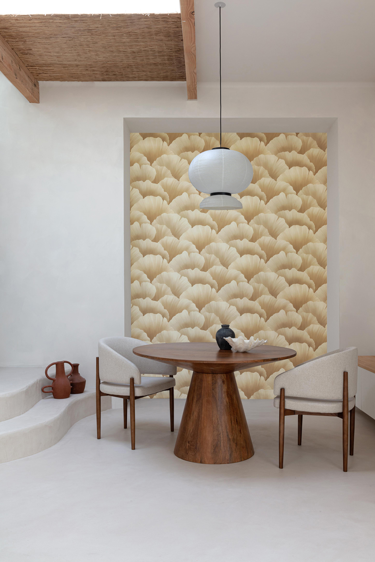 Papier peint Pétale Contemporain ocre paillettes - Maya de Montecolino | Réf. MC-BZ3007