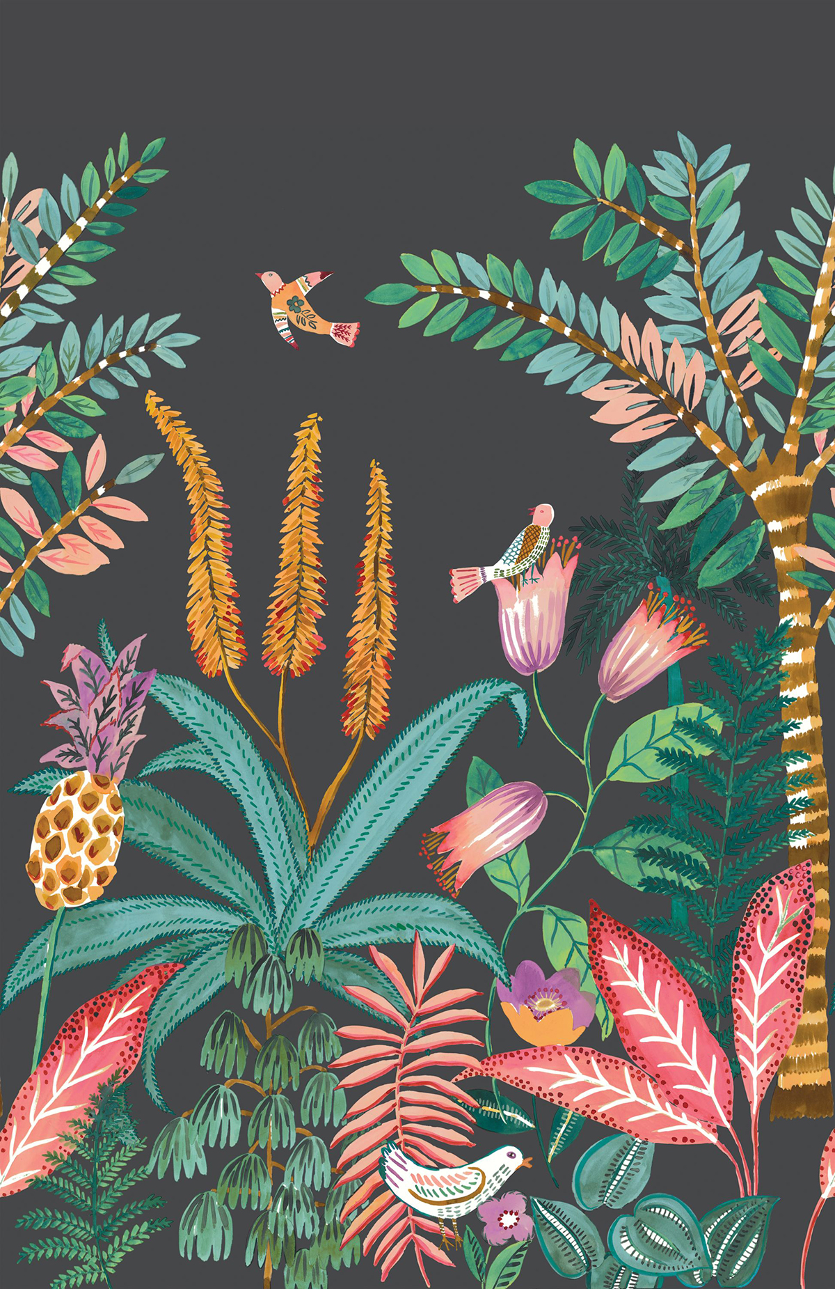 Papier peint Panoramique Jungle Ritournelle noir 200X280 - Bohème de Casélio | Réf. BOM103207903